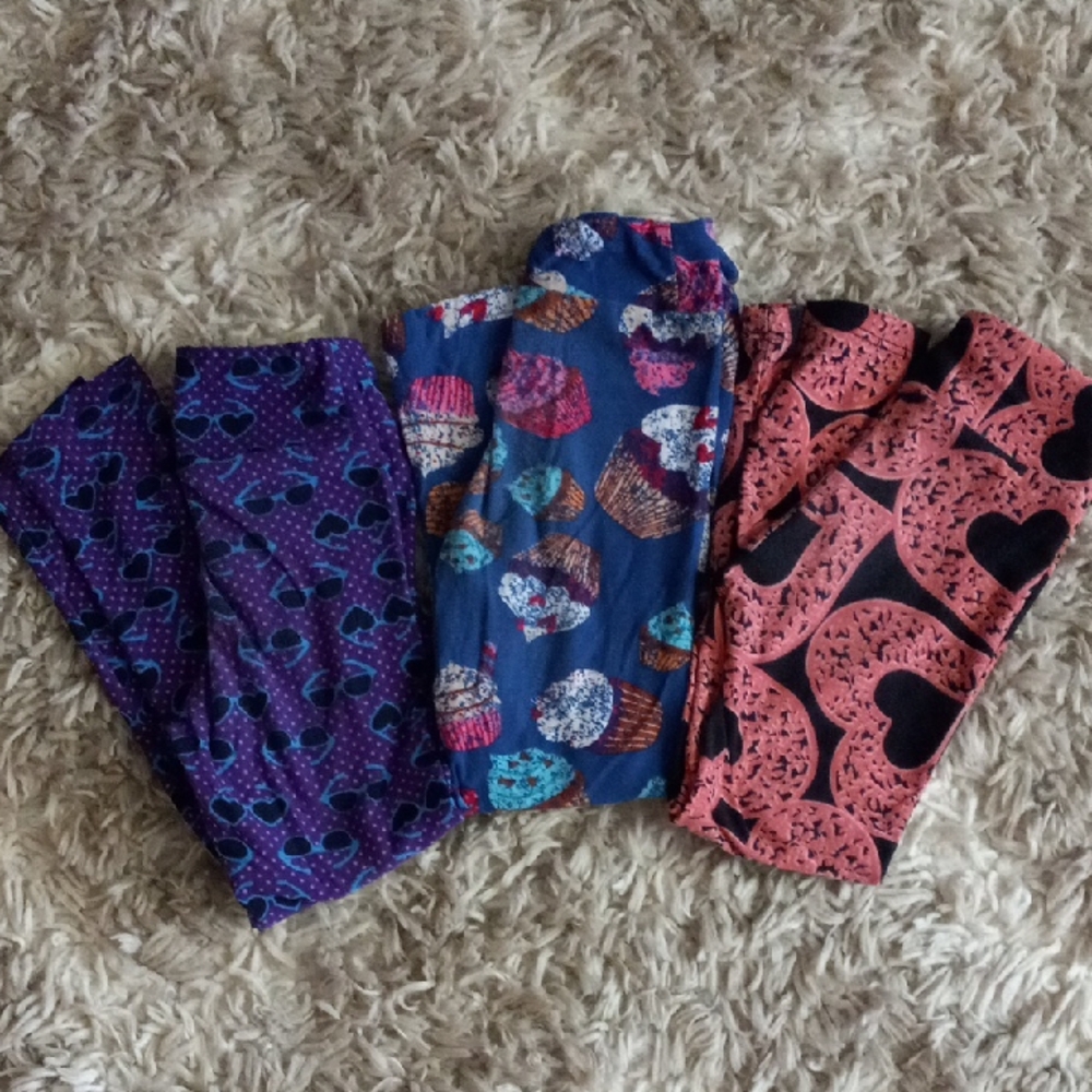 LuLaRoe Kids Purple and Blue Leggings